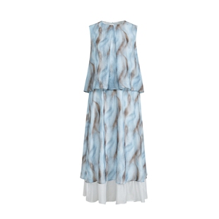 阔色无袖背心裙新中式连衣裙2025夏日出游穿搭新款女装蓝色长裙子