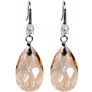 仙气闪亮通透玫瑰金耳环女奥地利水晶925纯银小众饰2026年新爆款