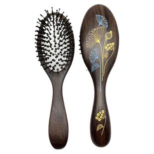 常州梳篦气囊垫梳头皮经络按摩黑檀红檀绿檀木梳子卷发木梳子刻字