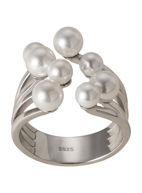 素图烟花戒指施家珍珠女气质指环