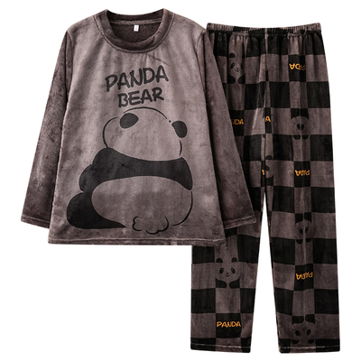 男士睡衣秋冬款珊瑚绒加厚加绒法兰绒冬季青少年卡通男生款家居服