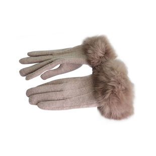 好温暖!羊毛wool高级感毛毛手套女冬季加绒保暖开车骑行加厚时髦