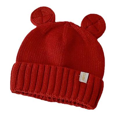 sarakids婴儿冬季纯棉毛线帽婴童宝宝可爱卡通耳朵针织帽儿童帽子