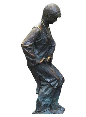 行礼义廉耻小女孩中西文化主题公园玻璃仿铜人物雕塑户外景观摆件