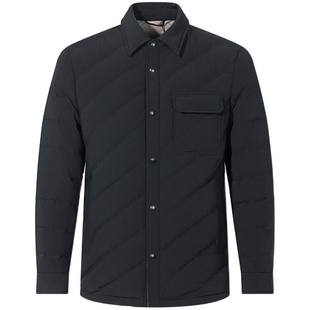 【鹅绒】DIDIBOY冬季男士轻薄短款衬衫式翻领羽绒服灰色高端外套