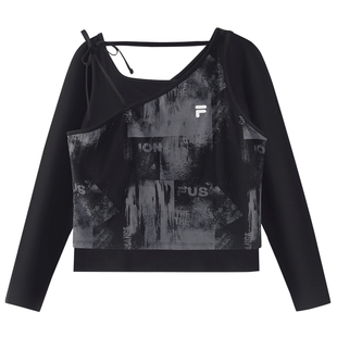FILA FUSION斐乐女装上衣两件套新款黑内搭时尚修身显瘦吊带长袖