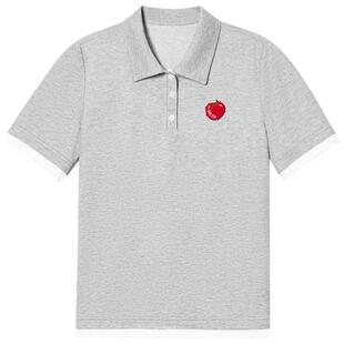 SALT.P可颜【明星同款】灰色polo翻领短袖上衣女夏季AC35260080