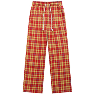 From Mars 不要冲动 潮牌复古时尚vintage格子宽松休闲阔腿长裤BF