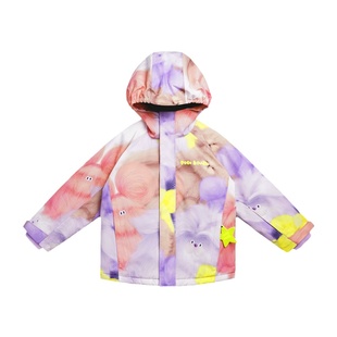 pocoblush原创设计毛绒玩具印花加厚保暖滑雪服女童滑雪衣裤套装