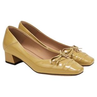 fed粗高跟单鞋春季新款女鞋一脚蹬通勤鞋真皮鞋女款S0102-ZCA721