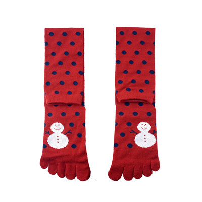 女秋冬长筒毛混袜外贸高筒五指袜