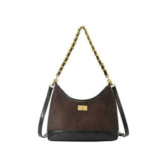 小香风包包女式2026新款秋冬皮绒菱格链条托特包高级感单肩斜挎包