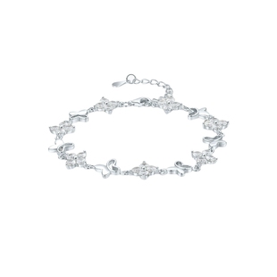 周六福手链女蝴蝶手饰S925银时尚百搭送女友本命年礼物