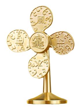风生水起聚财摆件铜风车