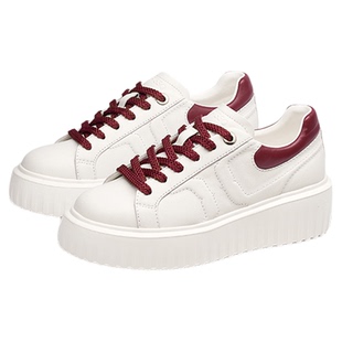 草莓奶盖蹀愫2025红厚底增高5小白鞋真皮休闲运动板鞋TA65138