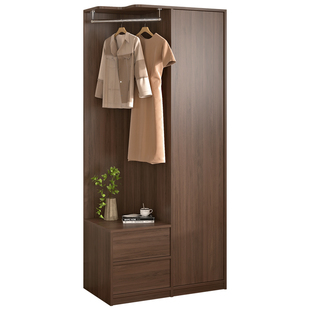 骨骼线次净衣柜家用卧室床头柜挂衣架一体中古风转角衣帽柜7A72