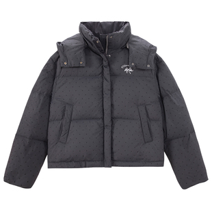 UNIFREE云朵泡芙连帽可拆卸羽绒服冬季加厚波点宽松保暖防风外套