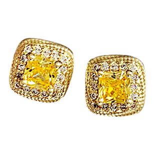 黄钻小方糖耳钉女轻奢高级感耳环2026新款爆款925纯银针气质耳饰