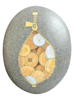 石头摆件中式办公室纯手绘