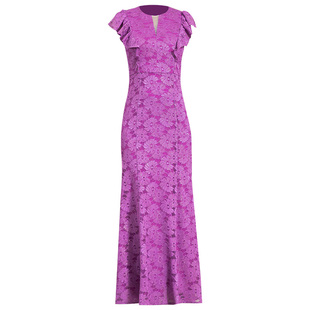 多丽琦新款晚礼服婚宴喜妈妈装显年轻小众晚装紫色连衣裙蕾丝长款