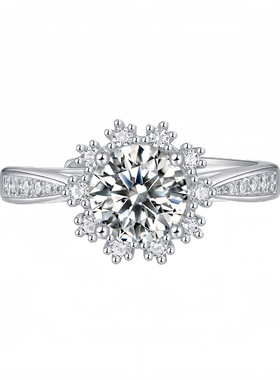 NY纯银S925镀18K铂金莫桑钻戒指