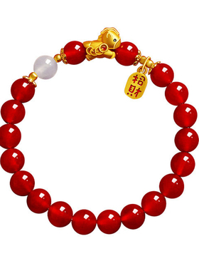 2026年属马本命年招财纳福马年本命年手链红玛瑙手串女款红色红绳