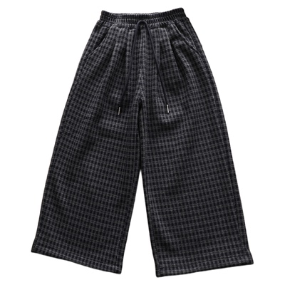 女童深秋冬装磨毛棉加绒格子直筒休闲裤儿童复古百搭保暖发热长裤