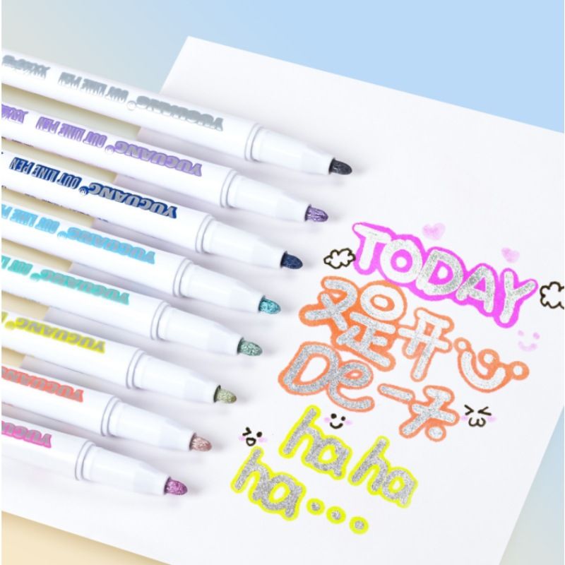 双线轮廓笔24色手抄报账手儿童用帐学生啫喱荧光手彩笔笔马克果冻