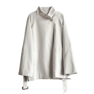 嘉茱莉高级感风衣外套女2025春季新款中长款上衣外套英伦风大衣