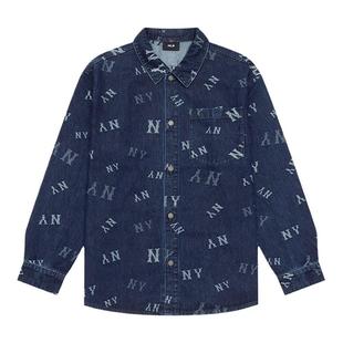 MLB 春季老花满印牛仔衬衫女复古丹宁情侣宽松休闲男外套DRB03