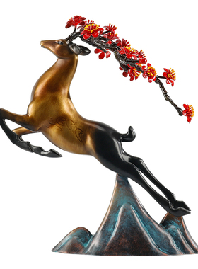 佐森梅花铜鹿客厅玄关送礼品摆件