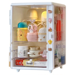 宝宝喂养台收纳柜奶瓶置物架桌面防尘辅食工具婴儿用品收纳盒药箱