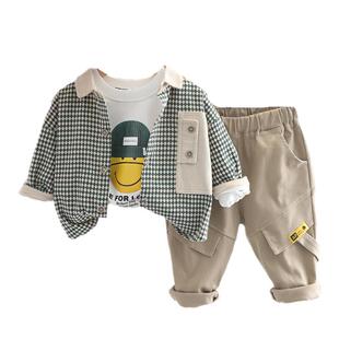 婴儿衣服秋季宝宝三件套装分体男童春装0一7个月8两岁多1周岁3半4