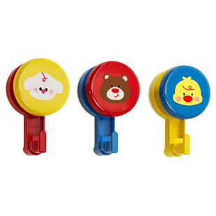 可爱卡通动物吸盘挂钩免打孔强力承重厨房浴室墙壁门后衣服粘钩