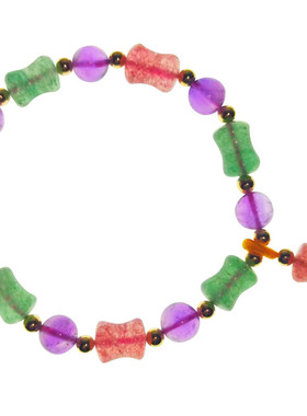 竹节草莓晶红绿色单圈手串