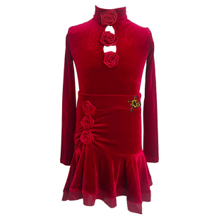 星舞林弹力丝绒拉丁舞比赛服女童秋冬新款高级感专业练功演出服