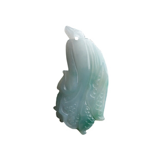 缅甸料 保真A货天然玉石翡翠白菜吊坠玉白菜百财玉坠男女挂件带证