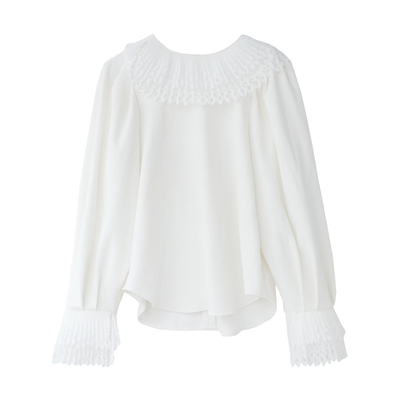 重工设计感双层羽毛花边衬衫