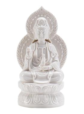【限量特价】陶瓷坐莲观音家用佛像坐像摆件白瓷南海观世音菩萨像