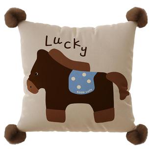 美拉德复古风小马抱枕套客厅沙发大靠枕睡觉长条抱枕床上靠背腰枕