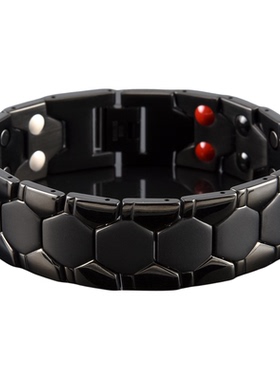 朵利姿男士黑色钛钢足球龟背手链