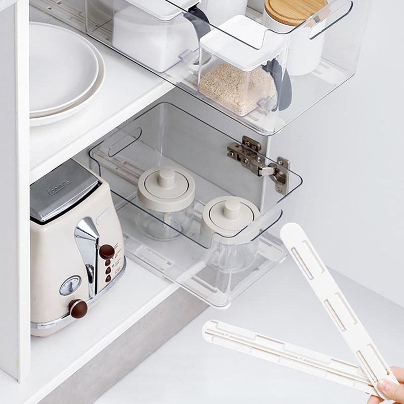 新品 免打孔厨房卫生间橱柜静音滑道贴条多功能抽屉滑轨收纳盒抽