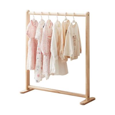 儿童落地衣架木质衣帽架双杆卧室床边立式挂衣架家用转角衣架