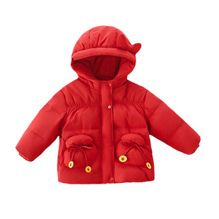 女童超好看羽绒棉服冬装2025新款儿童新年衣服女宝宝红色棉袄外套