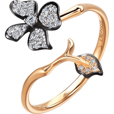 「颂」系列18K金钻石丁香花戒指