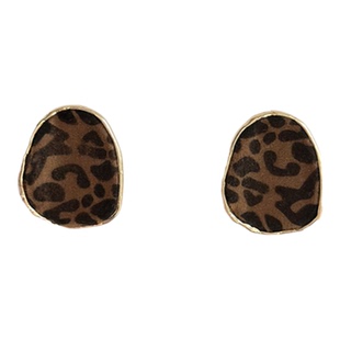 复古植绒豹纹耳环新款爆款高级感圆圈几何耳钉女气质丝绒耳圈耳饰