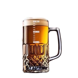 带刻度啤酒杯精酿玻璃扎啤把手大容量新款网红高颜值加厚1L英雄杯