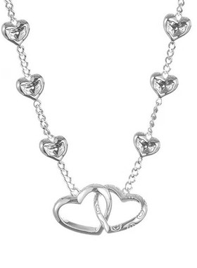 2025年新款交叉爱心钛钢项链女潮