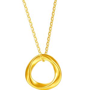周六福黄金项链吊坠足金女情定爱环挂坠莫比乌斯环定价520礼物