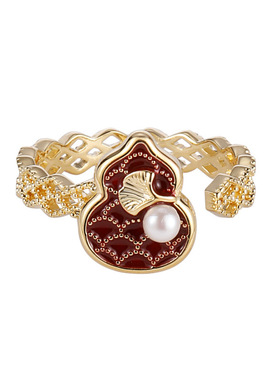 新中式时尚珍珠滴油葫芦戒指